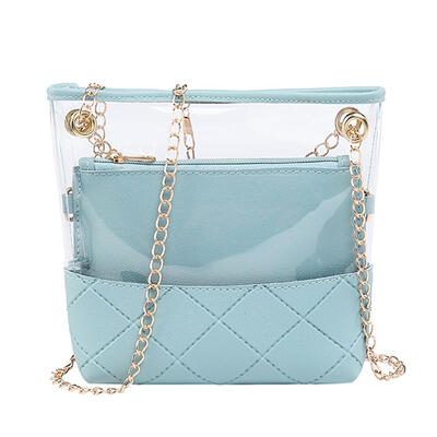 

2pcsset Solid Color Clear Shoulder Handbags Women Chain Crossbody Bags