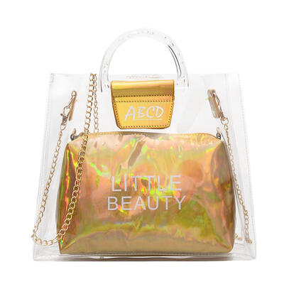

Transparent Shoulder Messenger Handbags Women Chain PVC Crossbody Clutch
