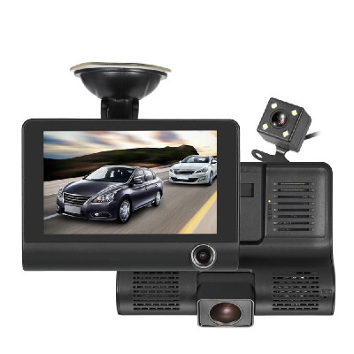 

KKMOON 4" 1080P Three Lens Car DVR Dash Cam Camera Camcorder Night Vision G-sensor Motion Detection Loop Recording