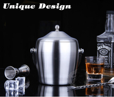 

High Quality double wall stainless steel ice bucket with handle Practical Bar Container Barrel Beer Wine Cooler Champagne Keg