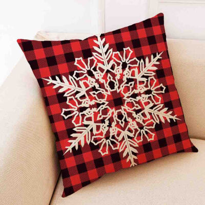 

New Merry Christmas Elk Linen Plaid Pillow Covers Sofa Throw Cushion Case Xmas Decor 2020