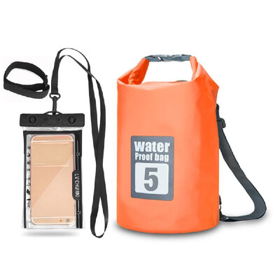 

5L 10L 15L 20L Outdoor Waterproof Dry Backpack Roll-top Floating Bag with 63 Waterproof Phone Case for Kayaking Rafting B