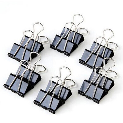 

12pcs Metal Clip Binder for Album Memo Paper File Document Photo Stationary Black 19mm Clamp Gripper