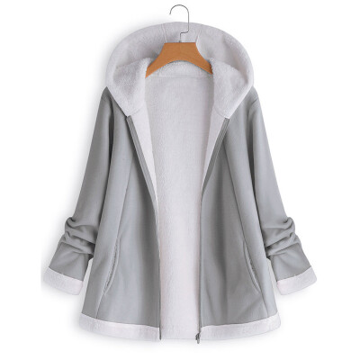 

Roseonmyhand Womens Fashion Winter Pocket Zipper Long Sleeve Plush Hoodie Coat