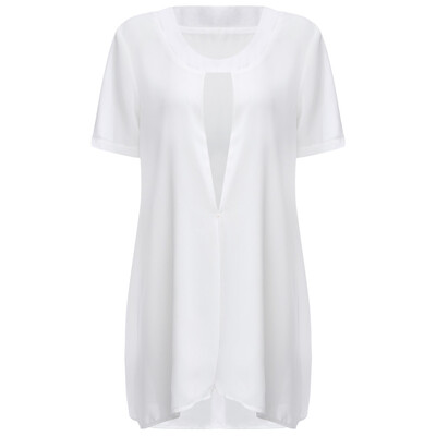 

Fashion Plunging Neck Slit Design Color Chiffon Women Dress