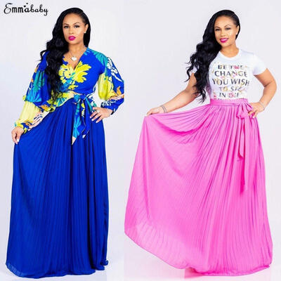 

Women Maxi Skirts Lady Retro Elastic Waist Girl Jupe Dress Chiffon 2 Layer Long