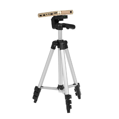 

JF-3110 45-130cm Aluminum Alloy Tripod Portable Lightweight Travel 3-sections Stand wPhone Holder 14" Screw Hole for Projector