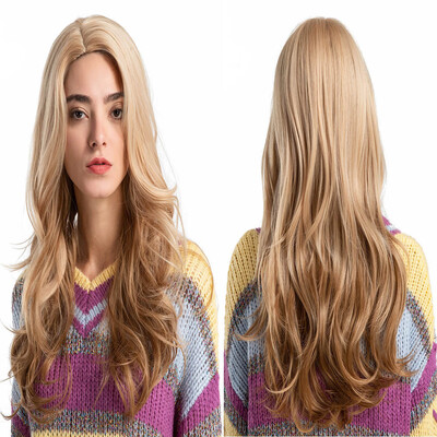 

〖Follure〗Fashion Wavy Light Blonde Long Curly For Woman Wigs Artificial HairFree Wig Cap