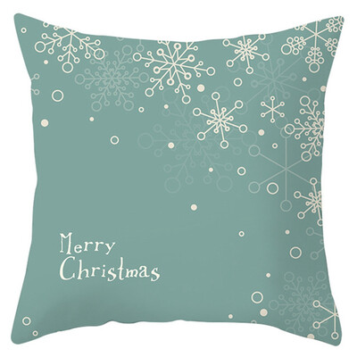 

New Christmas Blue Snow Scene Golden Snowflake Pillow Case Waist Throw Cushion Cover Home Decor Xmas Decor