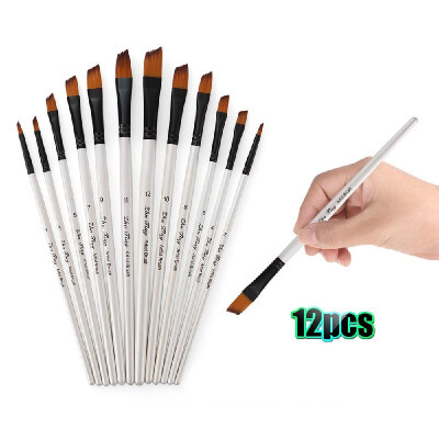 

Professional Paintbrushes Set Nylon Hair Paint Brush Fine Detail Watercolor Oil Acrylic Paint Pack of 12pcs Art Painting Supplies