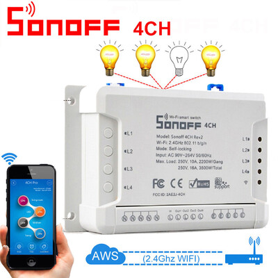 

〖Follure〗SONOFF 4CH R2 Channel Remote Smart WiFI Switch Home Automation Timer