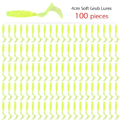 

100pcs 4cm Soft Artificial Fishing Lures Swimbait Tail Grub Lures Worm Moggot Grub Lures Baits