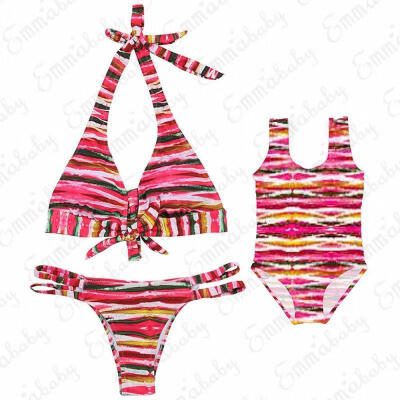 

Family Matching Swimsuit Mother Daughter Women Kids Baby Girls Swimwear Bikini