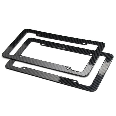 

2pcs Plastic Carbon Fiber Style License Plate Frames For Front&Rear Bracket Set