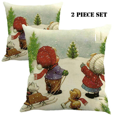 

Tailored Merry Christmas Pillow Cases Linen Sofa Cushion Cover Home Decor Pillow Core