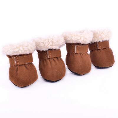 

4 Pcslot Waterproof Warm Dog Shoes for Winter Anti-slip Wear-resistance Pet Dog Shoes