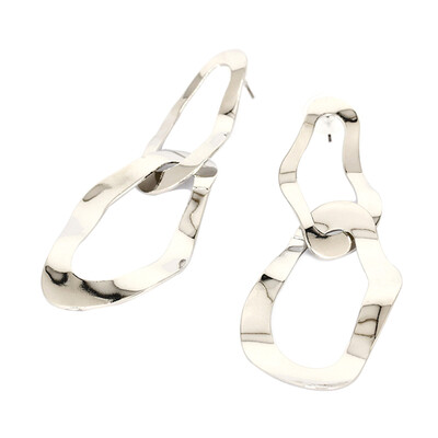 

European And American Style New Alloy Ear Fashion Jewelry For Women Jewelry Gold Color Double Ring Earrings