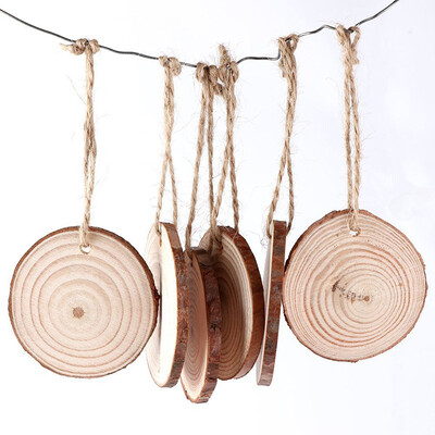 

FUNNYBUNNY 1pcs Wood Slices with Holes Natrual Jute Twine for Crafts Christmas Ornaments DIY Crafts