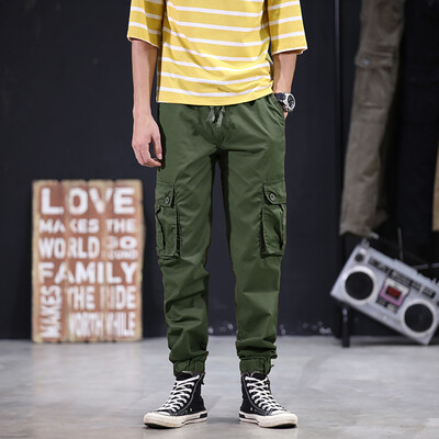 

Gobestart Mens Cool Summer Hot Leisure Pants Multi-Pocket Spring Overalls