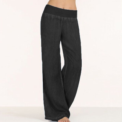 

Large Size Women Casual Pants Thin Jeans Wide Leg Pants Trousers