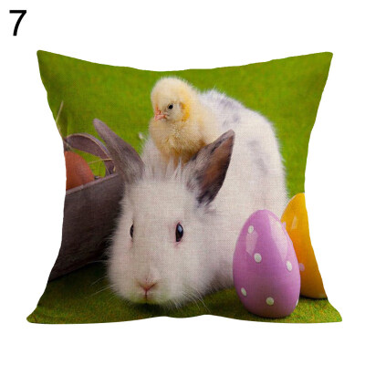 

Easter Rabbit Egg Pillow Case Linen Sofa Waist Throw Cushion Cover Decoration