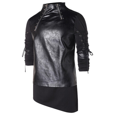 

High Low Hem Zippers Lace Up T-shirt