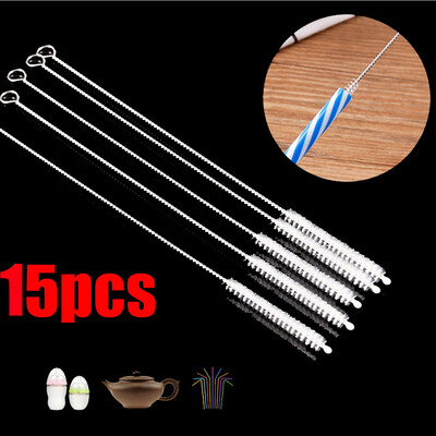 

Siaonvr 15Pcs Reusable Stainless Steel Drinking Straws Cleaning Brush Cleans Sippy Cup