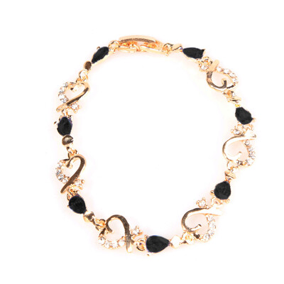 

New Fashion 1pc Filled Crystal Hollow Heart Link Chain Bangle Bracelet