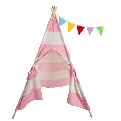 

Ktaxon Teepee Play Tent Kids Indian Canvas Playhouse Sleeping Dome w Package Bag - Pink Strip