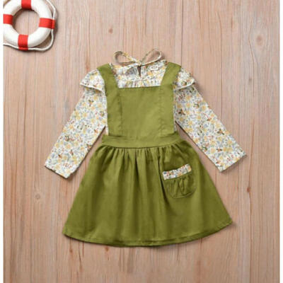 

Newborn Toddler Baby Girl Floral TopsSuspender Skirt 2PCS Outfits Clothes 0-5T