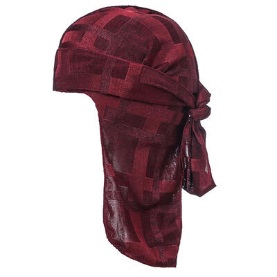 

Hip Hop Unisex Pirate Headscarf Lattice Print Headwraps Hat Long Tail Cap