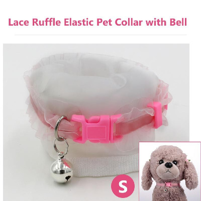 

Pet Collar Lace Ruffle Elastic Collar with Bell Adjustable Cat Collar Soft Fabric Neck Strap with Bell for Dog Puppy Cat Kitty