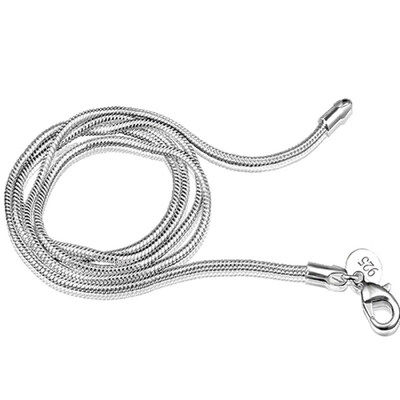 

Womens Simple Design 925 Sterling Silver 2mm Snake Chain Lobster Clasp Necklace