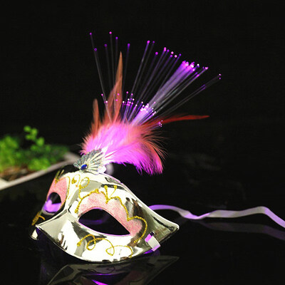 

FUNNYBUNNY Prom Party Bar Halloween Christmas Party Feather Colorful Fiber Silk Feather Mask Masquerade Masks Upper Half Face