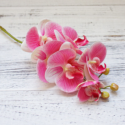 

Artificial 6 Head Butterfly Orchid Faux Flower Vase Arrangement Home Hotel Decor