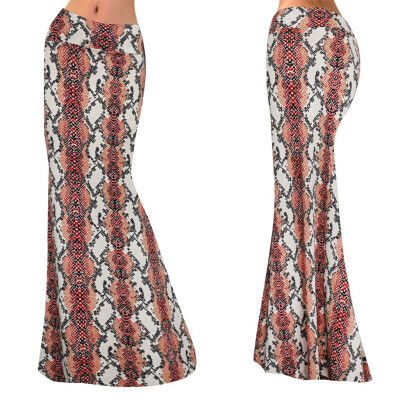 

Roseonmyhand Womens High Waist Geometric Stitching Print Bodycon Long Maxi Skirt