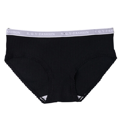 

panties Women Sexy Solid Color Vertical Thread Cotton Exquisite Soft Cotton Low Waist Briefs Sweet Modern High Stretch Panties