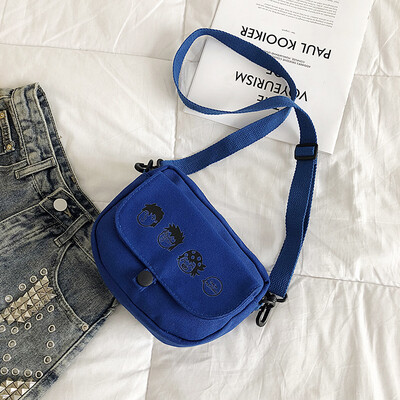 

Fashion personality printing Messenger bag 2019 new casual simple wild shoulder bag female cartoon cute canvas bag