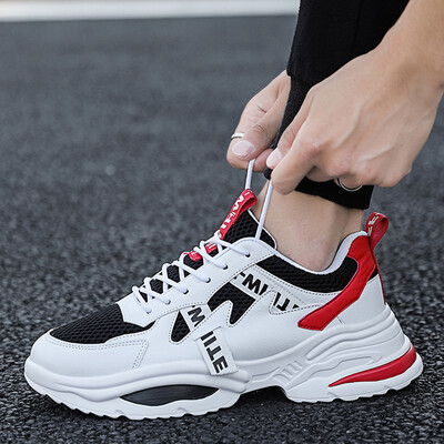 

2019 new summer mens shoes white sports casual running wild white shoes breathable mens mesh old tidal shoes