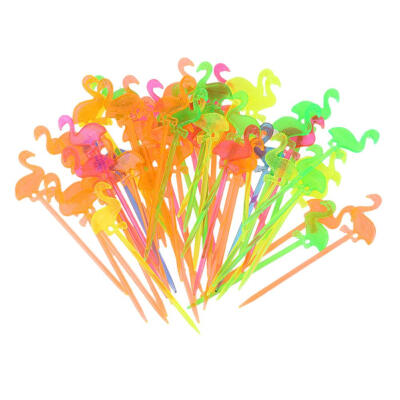 

50pcs Cute Plastic Multicolor Bird Fruit Toothpick Kitchen Bar Dessert Fork