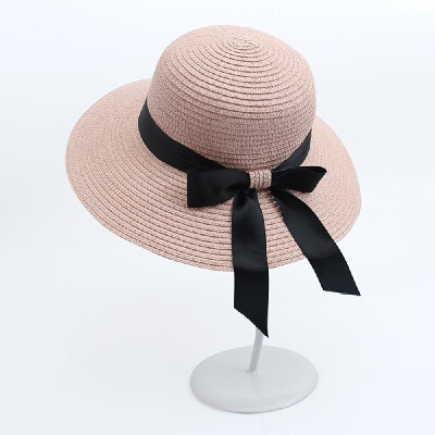 

Women Hat Summer Fall Sunscreen Bow Straw Weaving Hat Wide Brim Foldable Travel Beach Hats Suns Visor UV Protection Cap