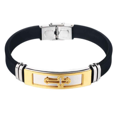 

The Cross of Silicone Stainless Steel Bracelet Gospel Bracelet Christian Gift