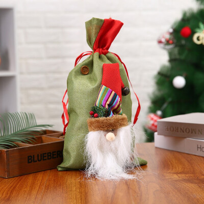 

Tailored Champagne Bottle Bag Christmas Stereo Old Linen Bottle Set Party Decoration