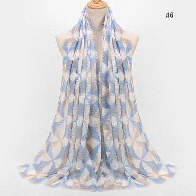 

2018 autumn&winter new geometric diamond scarf foreign trade original single autumn&winter cotton&linen printed shawl
