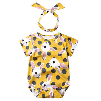 

Newborn Infant Baby Girls Cartoon Rabbit Print Romper Bodysuits Playsuit