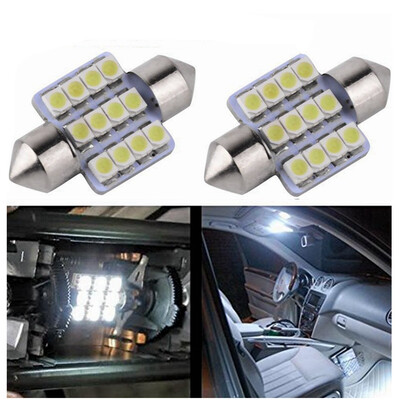 

Sencart 2Pcs 12x2835SMD Festoon Car Map Dome LED Light DC 12V 31mm WhiteBlue