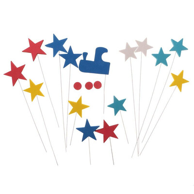 

FUNNYBUNNY Cute Cartoon Boys Girls Kids Birthday Party Cake Toppers Picks Flags Baby Shower Cake Decoration Set