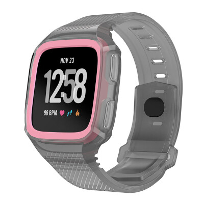 

〖Follure〗Rugged Protective Case With Silicone Wrist Strap Bands for Fitbit Versa Watch A