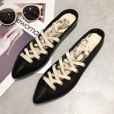 

Summer single shoe female pointed bean shoe female flat bottom Korean version of 100 sets of student social womens shoes