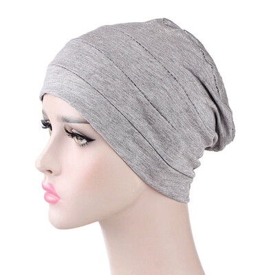 

Women Turban Elastic Cotton Chemo Cap Head-wrap Casual Beanie Cap